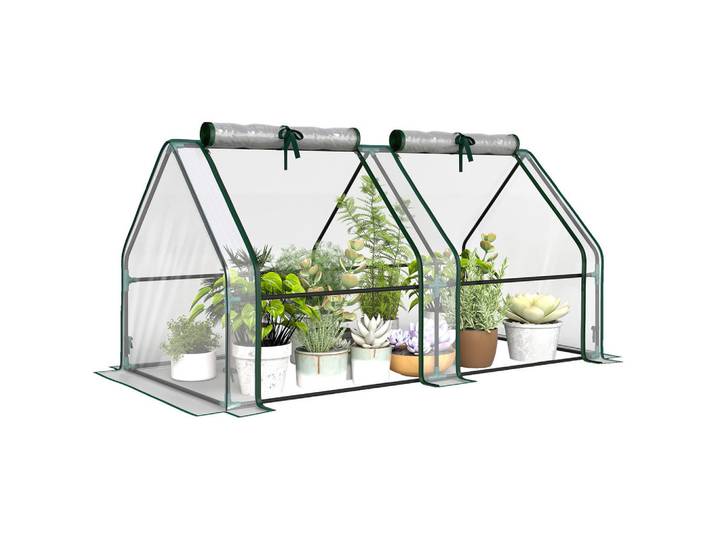 ComfortXL Gewächshaus De-05789 Mit Reißverschlussfenstern, winterfest Transparent, Metall, Kunststoff, 90x90x180 cm, Gartenzubehör, Gartenhäuser & Gewächshäuser