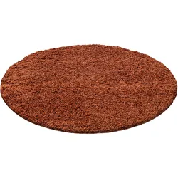 HOCHFLORTEPPICH RHEIN, einfarbig, aus Polypropylen, Terrakotta, Ø 80 cm