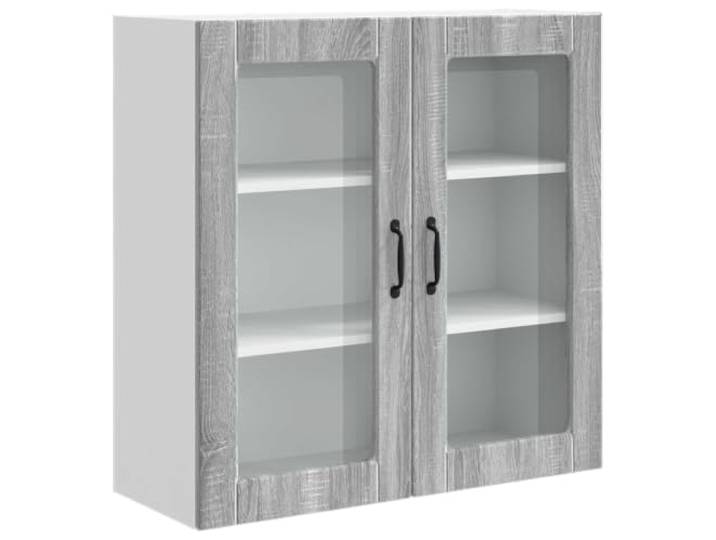 fsahslih Küchen-Wandschrank Holzwerkstoff Grau Sonoma 80x31x80cm Platzsparender Wand-Hängeschrank mit 2 Türen und 3 Fächern für Teller, Tassen und Vorräte im Kochbereich oder Esszimmer.