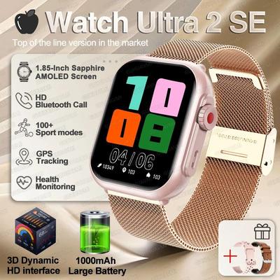 Uplift Treasures Ultra Smartwatch AMOLED GPS Waterproof With Call pink Mesh Belt 2a