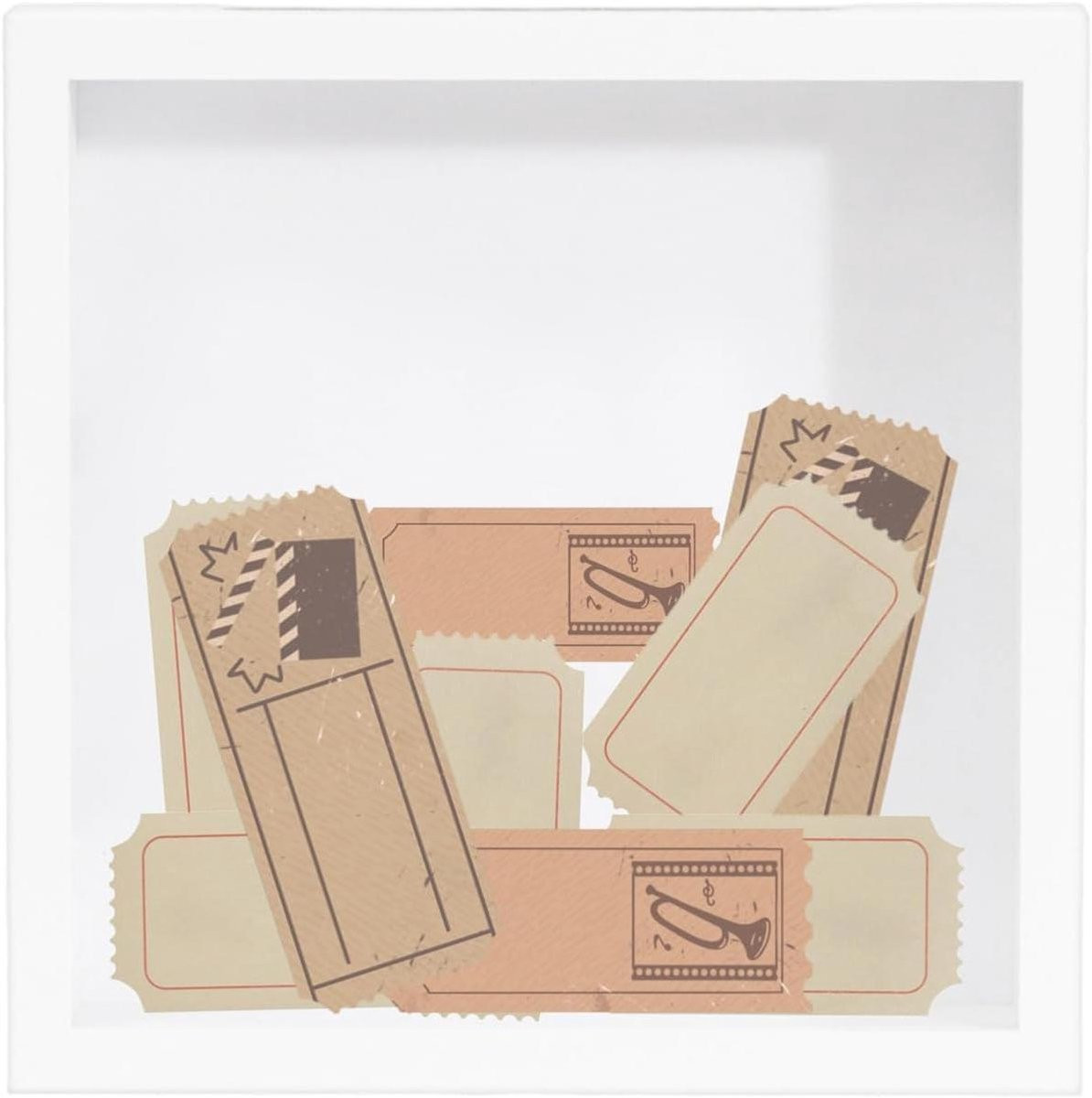 Herinneringsdoos Fotolijst Wit - Souvenir Vitrine met 3D Weergave - 16 x 16 cm