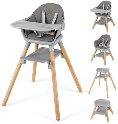 Costway 6 in 1 Convertible Highchair with Safety Harness and Removable Tray-Gray