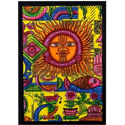 Handbrushed  Cotton Wall Art - Sun