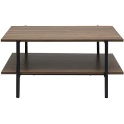 Rechteckiger Couchtisch mit dunkler Holzoberfläche in Walnuss und schwarzem Metall L80 cm PIPPA