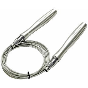 Böttcher-AG Springseil Speed Rope, Stahlseil mit Kugellager, 300 cm verstellbar, silber, mit Metallgriffen