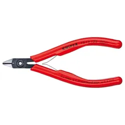 KNIPEX Elektronik-Seitenschneider, mit Facette und Drahtklemme, mit Kunststoff-Hüllen, 125 mm