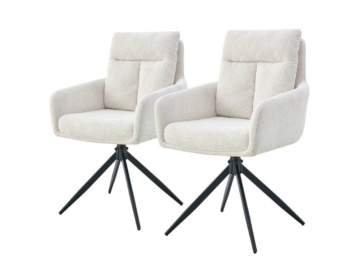 Drehbarer Armlehnenstuhl LOBBS 2er-Set 59 x 92 x 63cm Weiß/Wollweiß