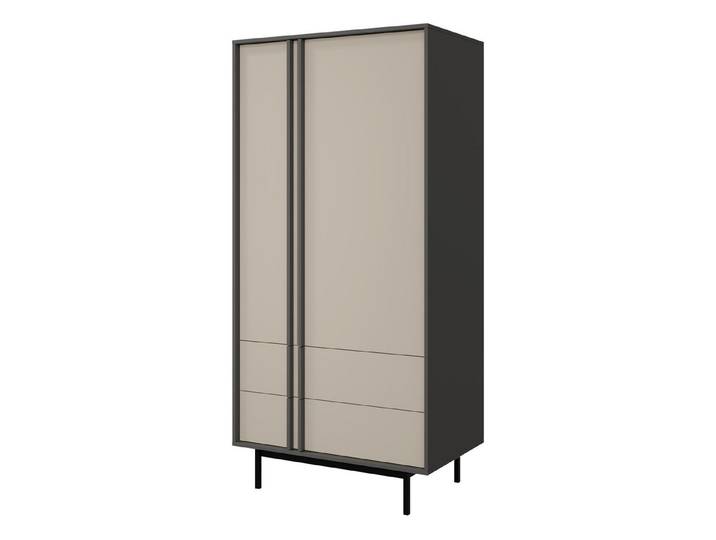 MIRJAN24 Kleiderschrank Alsy 2D2S AL01 (mit zwei Drehtüren und zwei Schubladen) Untergestell aus Metall, Kleiderstange