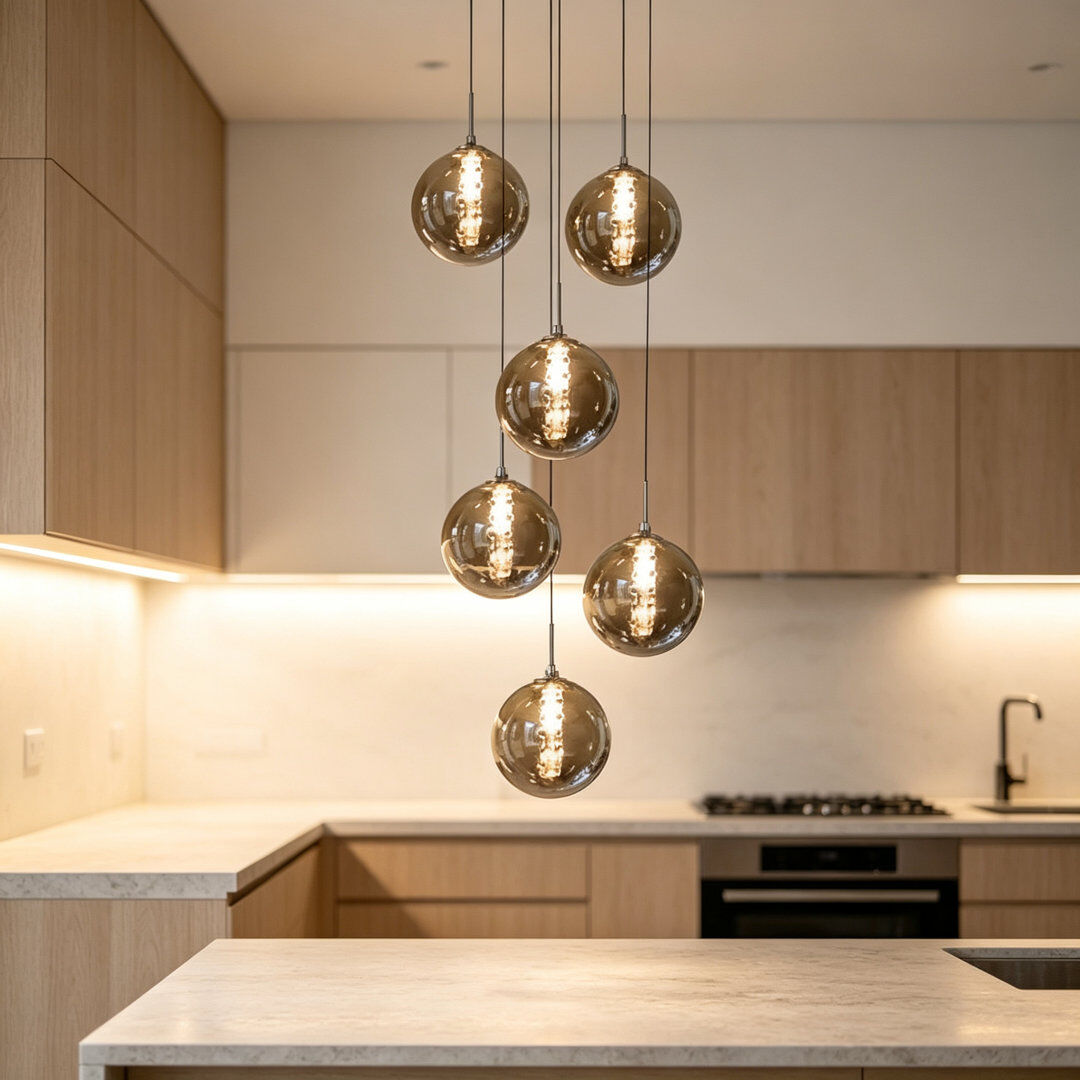George Oliver 6/10-Light Glass Cluster Pendant Grey 150cm H X 31cm W X 31cm D