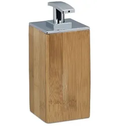 relaxdays Seifenspender - Bambus - 225 ml braun, 7x17x7 cm