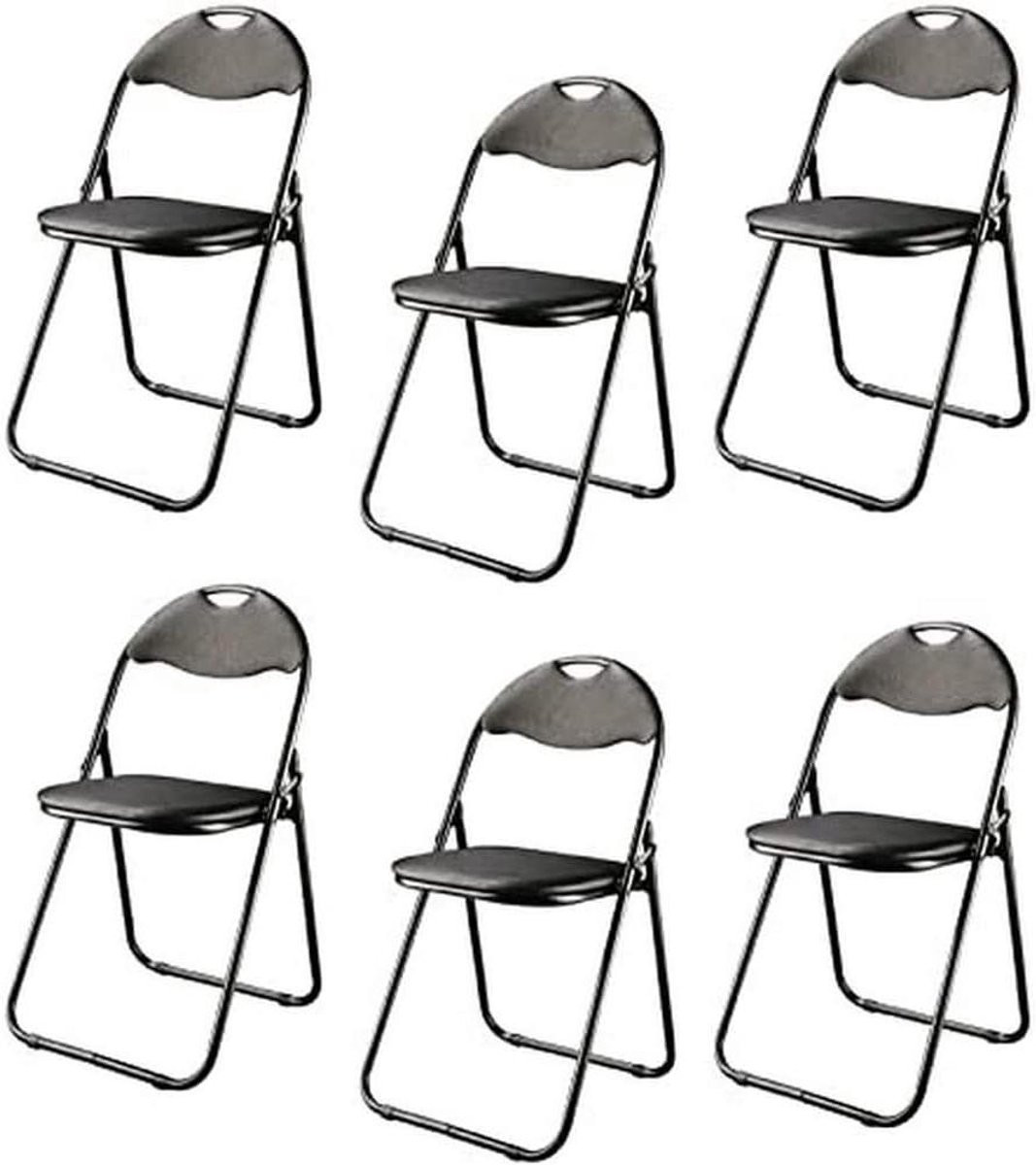 Set van 6 zwarte opvouwbare klapstoelen met gestoffeerde zitting