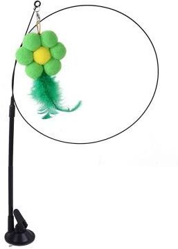 Inspired Living Interactive Bird Feather Wand Cat Toy With Suction Cup And Bell Teaser flower