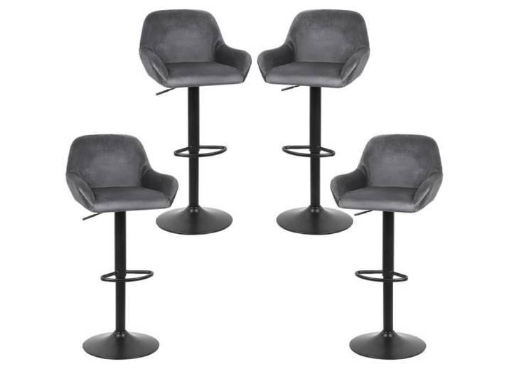 Lot de bar 4 tabourets de bar - Flanelle Revêtement tissu gris - Scandinave - Gris - Tissu - Lot de 4 - YYiXing