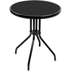Mojawo Gartentisch Bistrotisch Rund Ø60xH70cm Glas/Metall schwarz Balkontisch