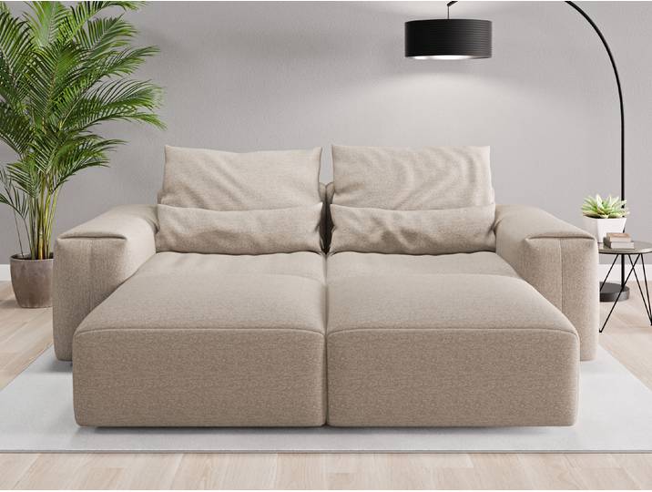 Loveseat Denver - Beige/Braun (Beigegrau) - Feiner Strukturstoff