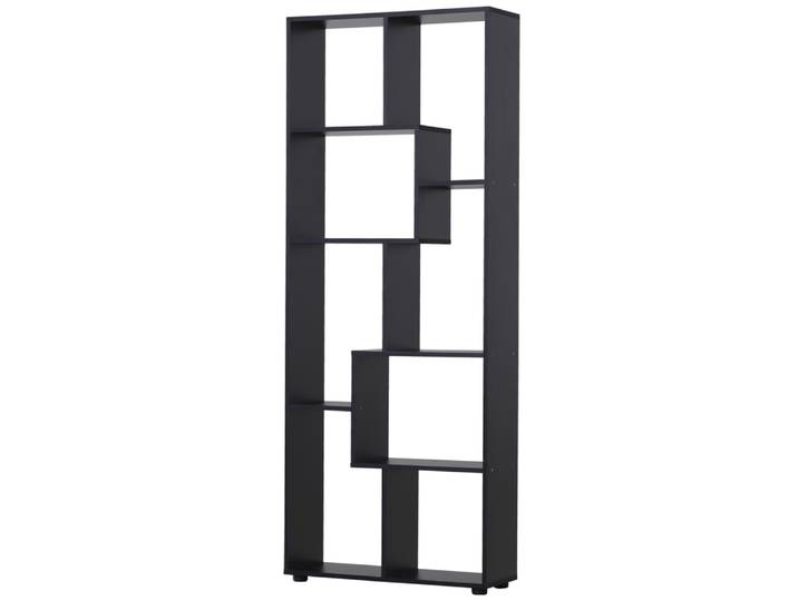 Bibliothèque étagère zig zag contemporain panneaux aspect bois noir
