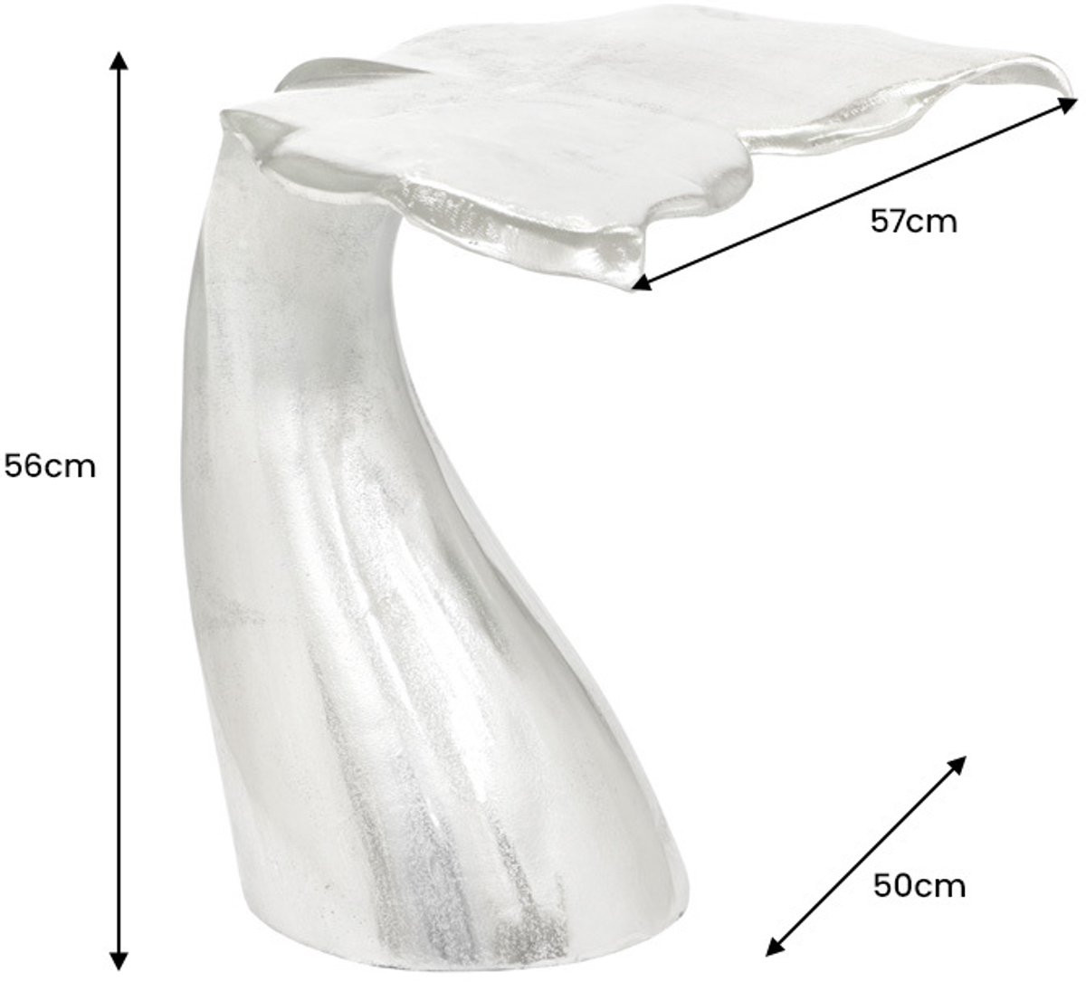 Invicta Interior Design Bijzettafel WILDLIFE Whale Fin, Zilver, Metaal, Handgemaakt, Diameter: 60 cm