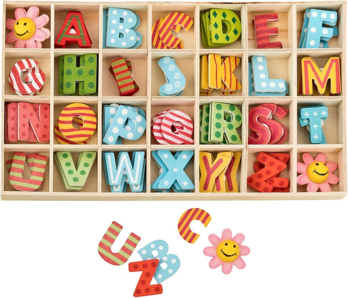 Houten Letters en Cijfers Set - 108 Stuks Decoratieve Houten Letters voor Knutselen