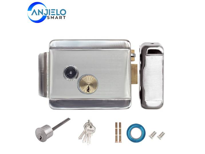 Anjielosmart-Serrure de porte électrique en métal, système d'interphone vidéo