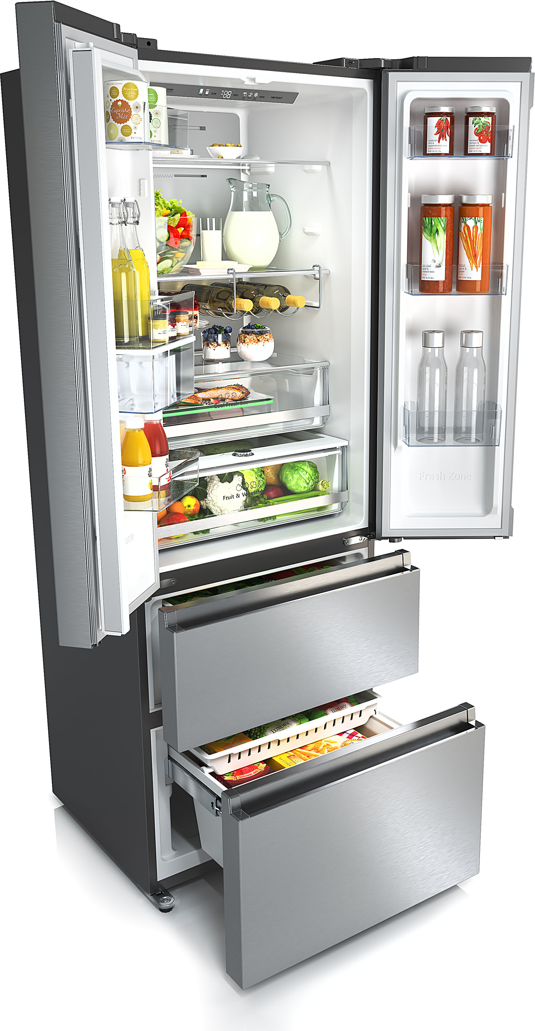HISENSE French Door "RF632N4", Energieeffizienz: E, silber (edelstahlfarben), B:70cm H:200cm T:69,4cm, Kühlschränke, French Door