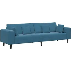 vidaXL Samt Sofa mit Kissen mit Kissen Blau 208 cm Samt