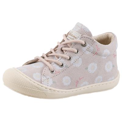 Lauflernschuh NATURINO "COCOON SUEDE", Baby, Gr. 25, Leder, beige (rosa), Veloursleder, geblümt, Schuhe Lauflernschuh, Babyschuh mit Print, Größenschablone zum Download