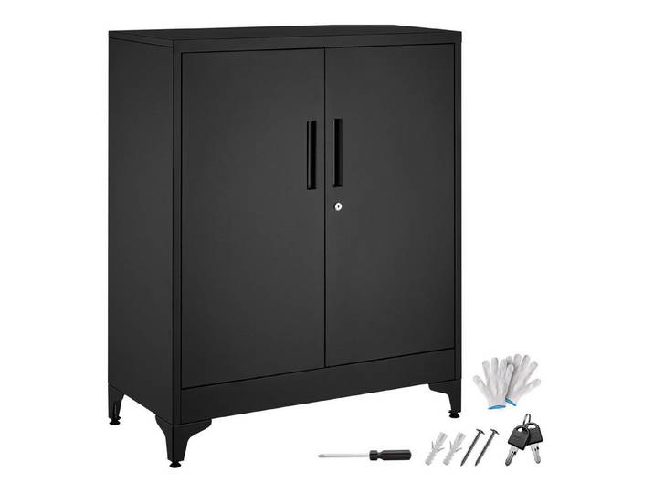 tectake Aktenschrank Robuster Aktenschrank Blake - Magnetverschluss, verstellbare Böden (Komplettset, 1-St., inkl. 2 Schlüssel) abschließbar mit Ersatzschlüssel