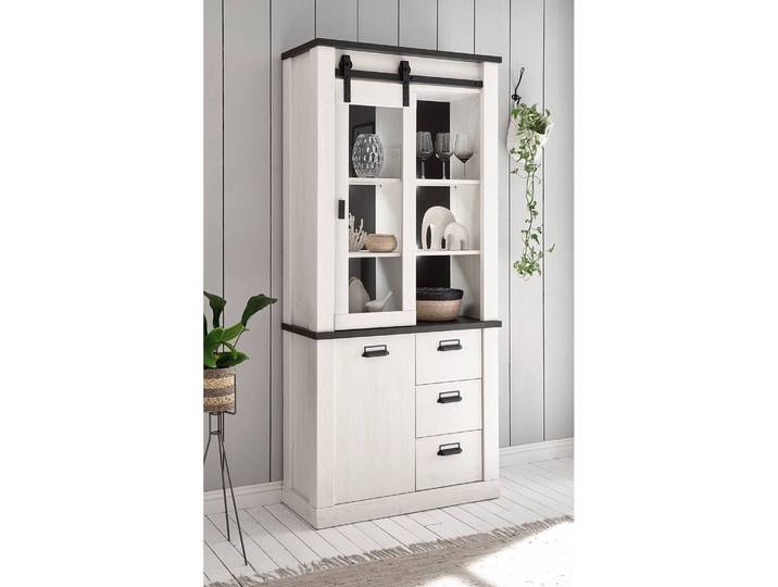 Buffet I 93 x 201 x 38cm Weiß/Pinie Weiß Dekor