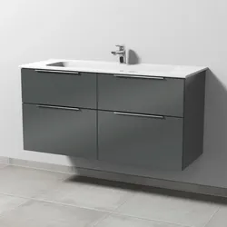 Sanipa 3way Waschtisch-Set mit Keramik-Waschtisch Design und Unterbau, Anthrazit-Glanz, UF48279 UF48279