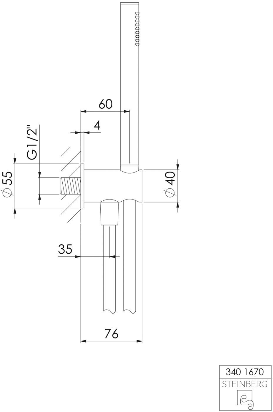Steinberg Serie 340 Handbrausegarnitur mit integriertem Brauseanschlussbogen