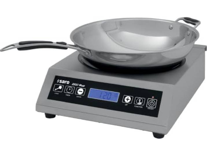 SARO Induktions-Wokkochfeld – Inkl. Wok – 10 Heizstufen – Timer – Edelstahlgehäuse – Temperatur 60–240 °C – 3,5 kW – Modell LOUISA