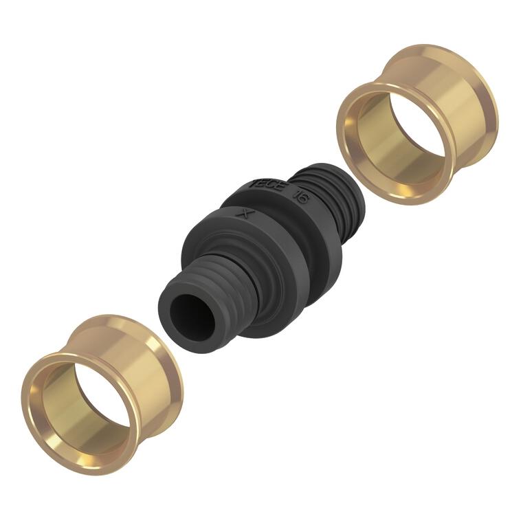 TECE Druckhülsen-Kupplung TECEfloor 16mm, für SLQ AI/PE-RT, mit Druckhülse (Rohrkupplung) (77220015)