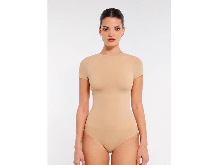 Feelingirl naadloze, ultrazachte body met boorden - M/L - huidkleur