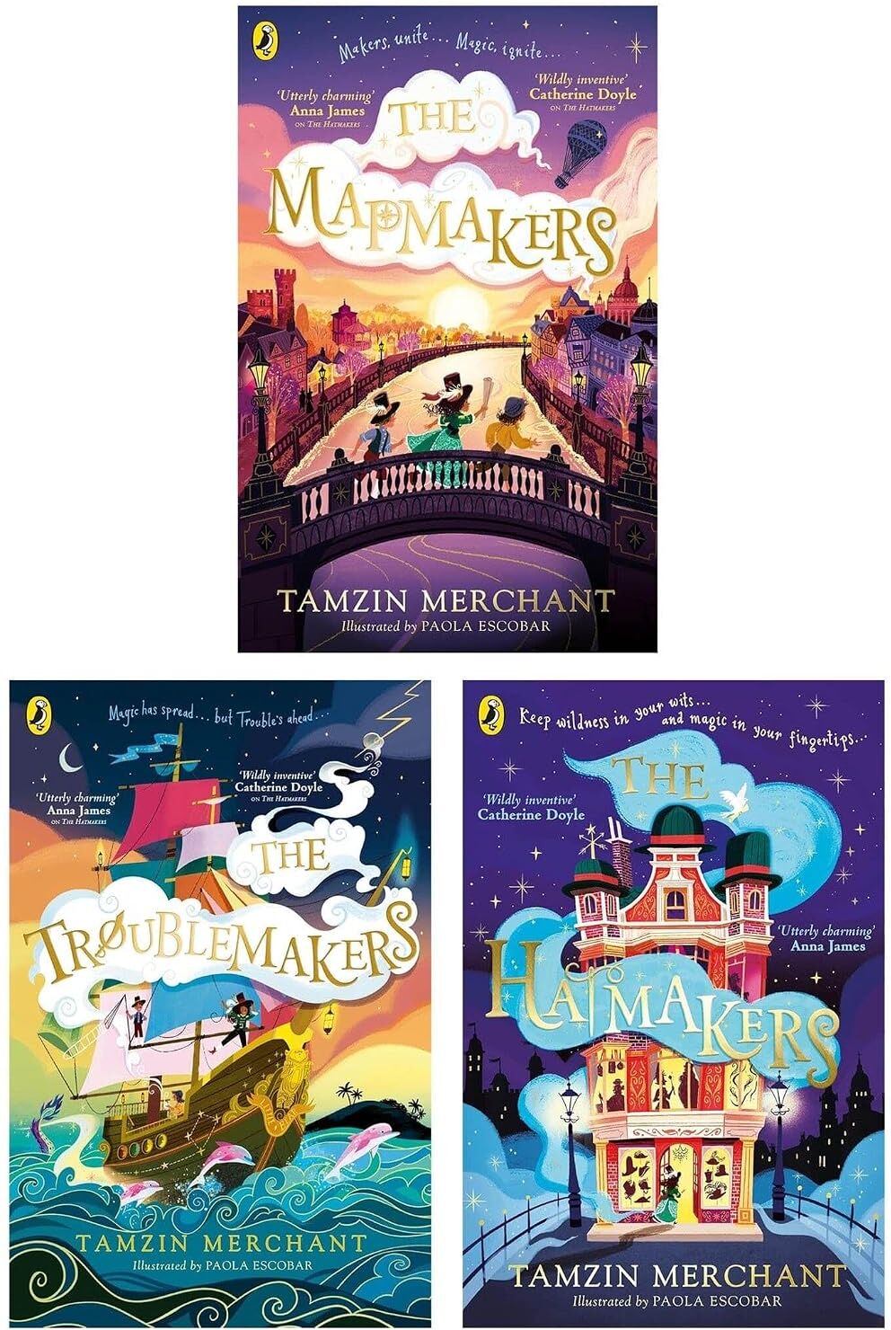 Puffin (Penguin Random House Children's UK) The Hatmakers Series by Tamzin Merchant - 3 Books Collection Set - Paperback - Ages 8-12 - Magical Adventure Trilogy