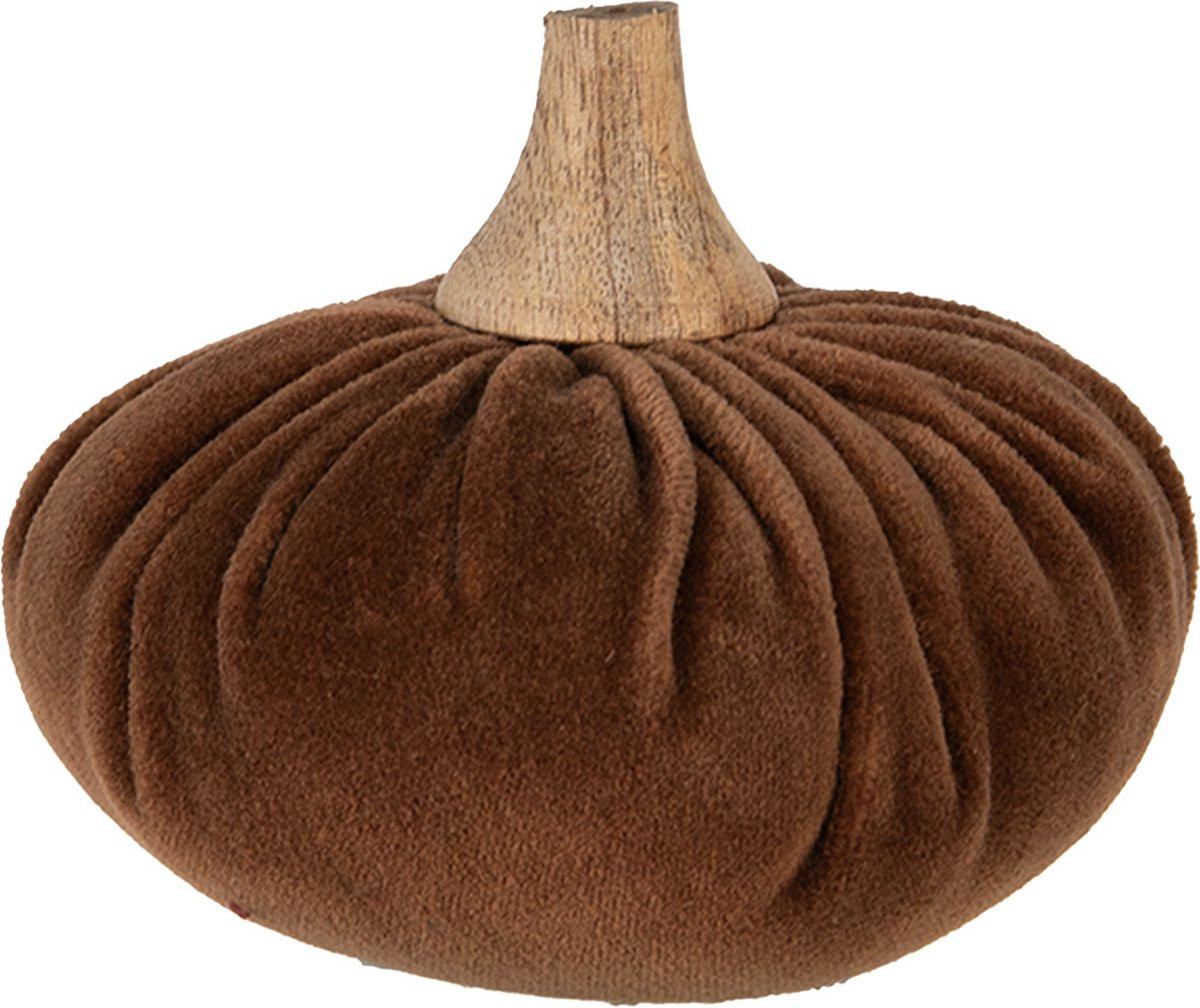 Clayre & Eef Decoratie Pompoen Bruin Polyester Ø 12 x 10 cm