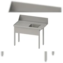 Stalgast Zulauftisch "Pro", Korbführung mit Gefälle, ohne Grundboden, ein Becken 1600x750x880 mm, Anbauseite links, verschweißt