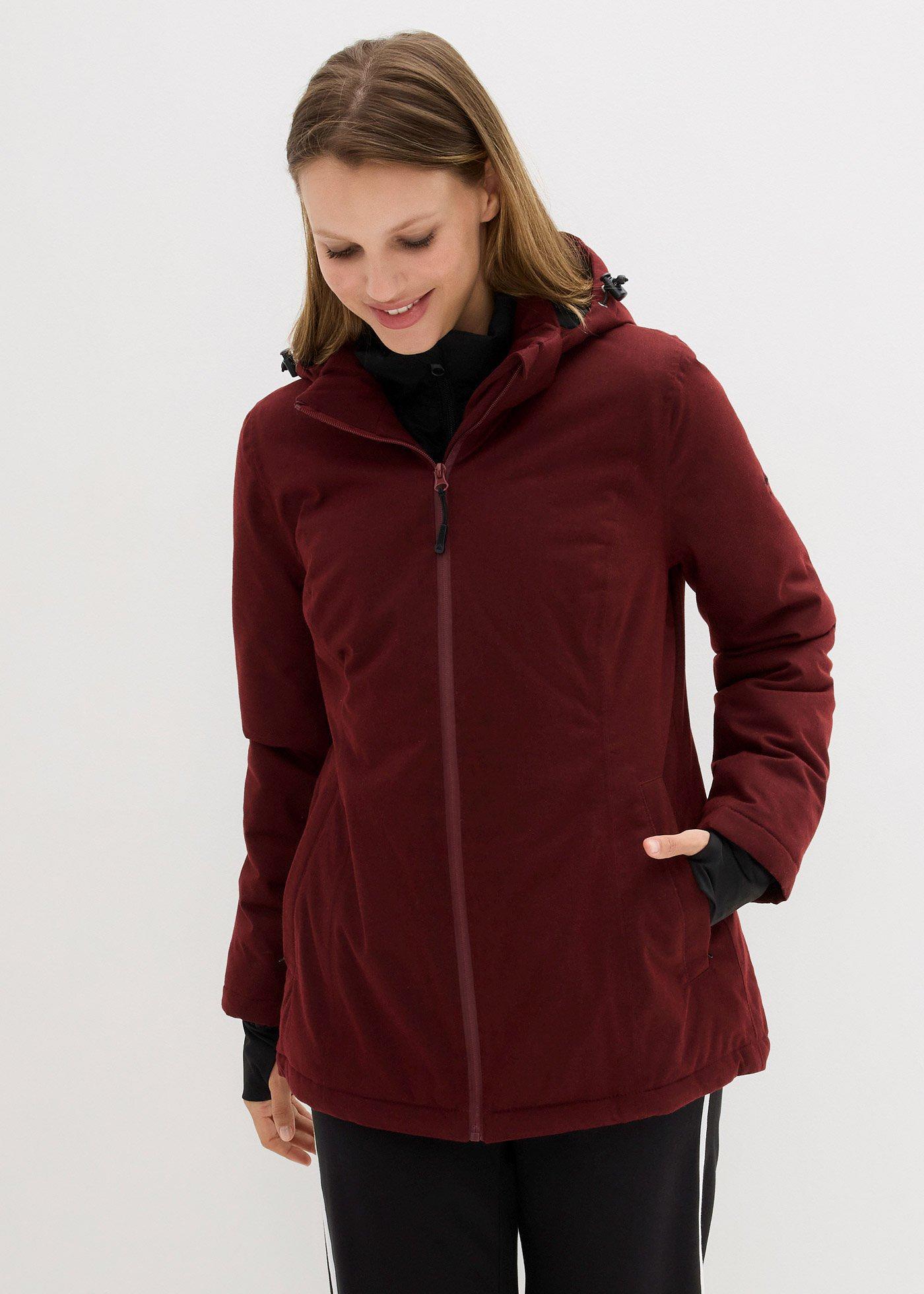 bonprix Wasserdichte 2-in-1-Optik Funktionsjacke, rot, Gr.42, Winddichte Regenjacke