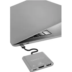 Terratec Connect C3 (USB-C, 3 Ports), Dockingstation + USB Hub, Silber