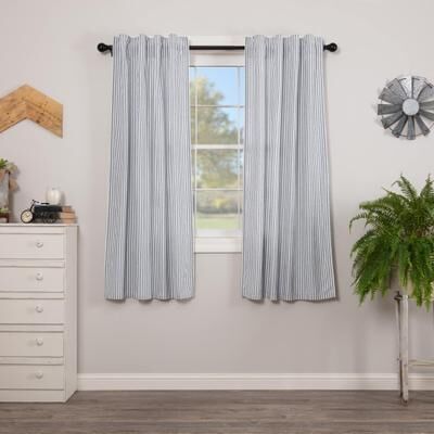 VHC Brands Sawyer Mill Ticking Stripe Short Panel Set - Short Panel 63x36 - Short Panel 63x36