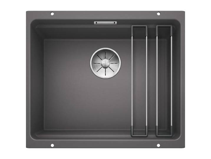 BLANCO ETAGON 500-U Granitspüle aus SILGRANIT felsgrau [53x46x21,2 cm] für 60 cm breite Unterschränke Systemkonzept mit vielseitig verwendbaren ETAGON-Schienen