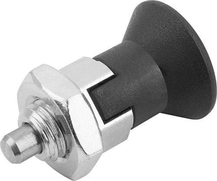 KIPP Arretierbolzen ECO kurze Ausführung Gr.0 D1=M08 D=4 Form D M.Rastnut M.Kon. (K0748.04004080)