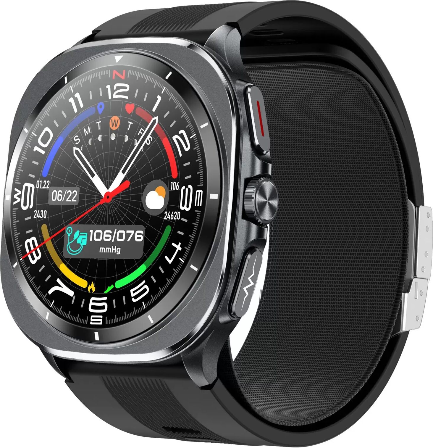 INF Smartwatch mit EKG und Blutdruck, 1.43 inch AMOLED, Bluetooth-Anrufe, NFC, 5-10 Tage Akku Schwarz