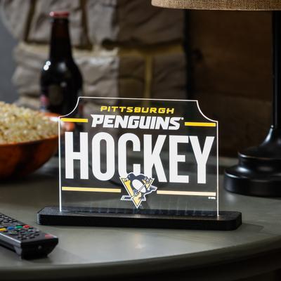 Evergreen "Pittsburgh Penguins Hockey Rectangle Desklite LED Decor - 10"""