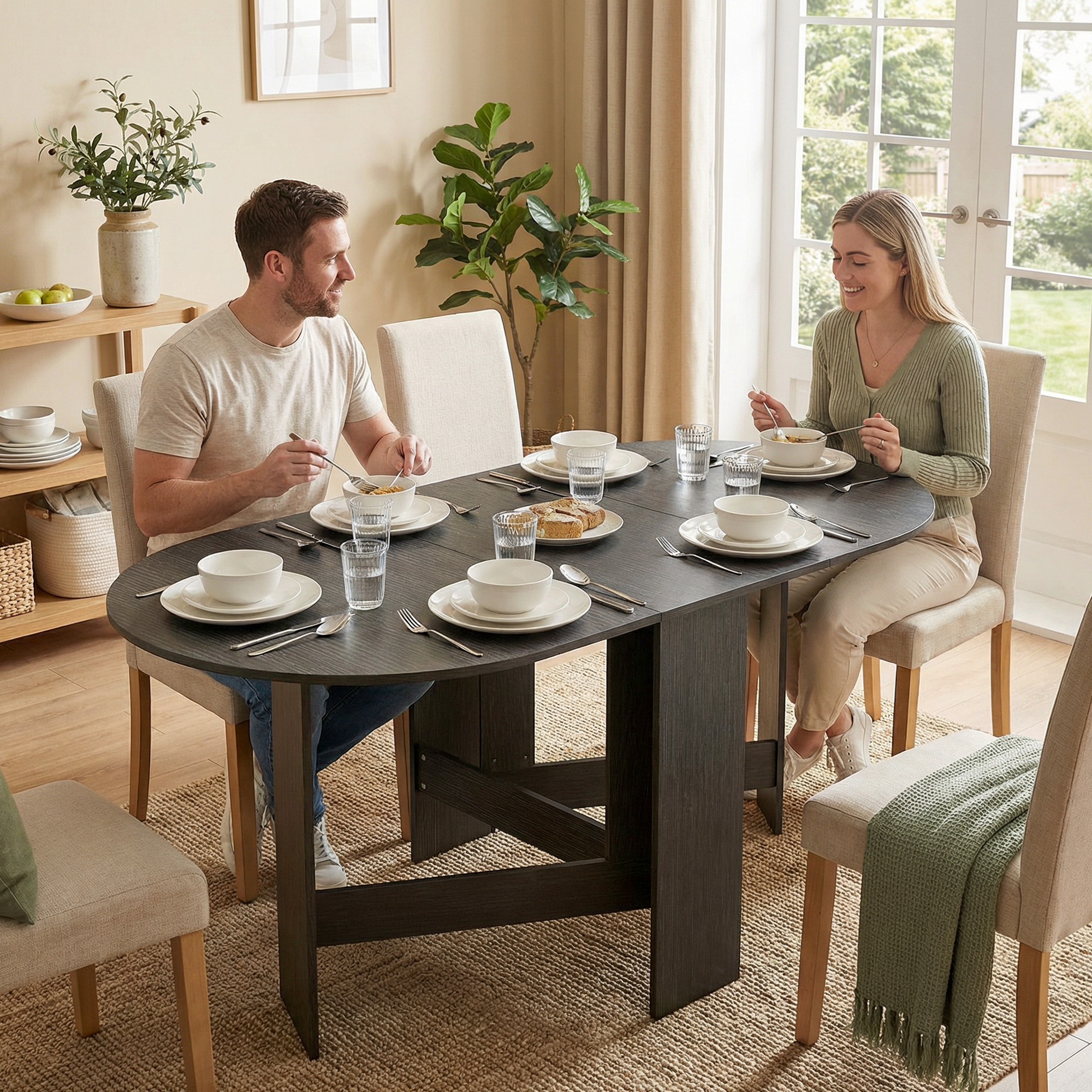 Homcom Tavolo cucina ovale pieghevole con ali ribaltabili, 163x80x75 cm, Nero   Aosom Italy