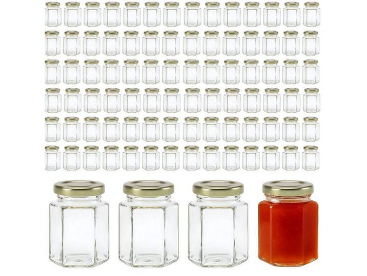 mikken Einmachglas kleine Marmeladengläser 110 ml kleine Einmachgläser mit Schraubdeckel, (Grosspackung, 100er Set, Grosspackung), zum Einmachen und Einkochen