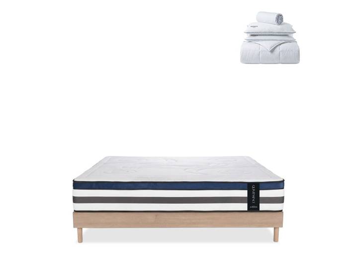 Prêt à dormir matelas mémoire h30 sommier bois 160x200