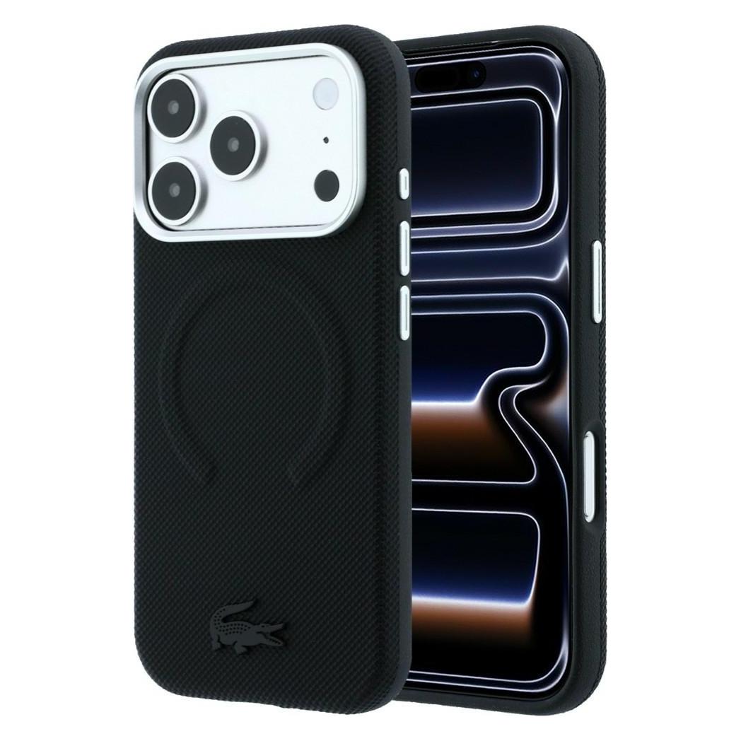 Lacoste Case Petit Pique Embossed for iPhone 18 Pro / 17 Pro black (Apple iPhone 17 Pro, Apple iPhone 18 Pro) (LCHMP18L6PSWPTOK)
