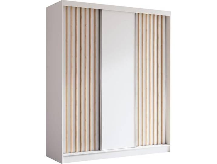 AXLIVING Kleiderschrank Cabinio 180 cm Weiß 2 zusätzliche Ablagefächer (48,4 cm breit, 53 cm hoch). Laminierte Möbelplatte. ABS-Kanten. Laguna-Schiebetürsystem.