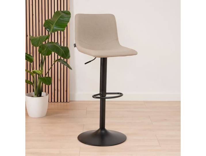 Livin24 Tabouret de bar scandinave Eva pivotant en tissu recyclé taupe 60-76 cm
