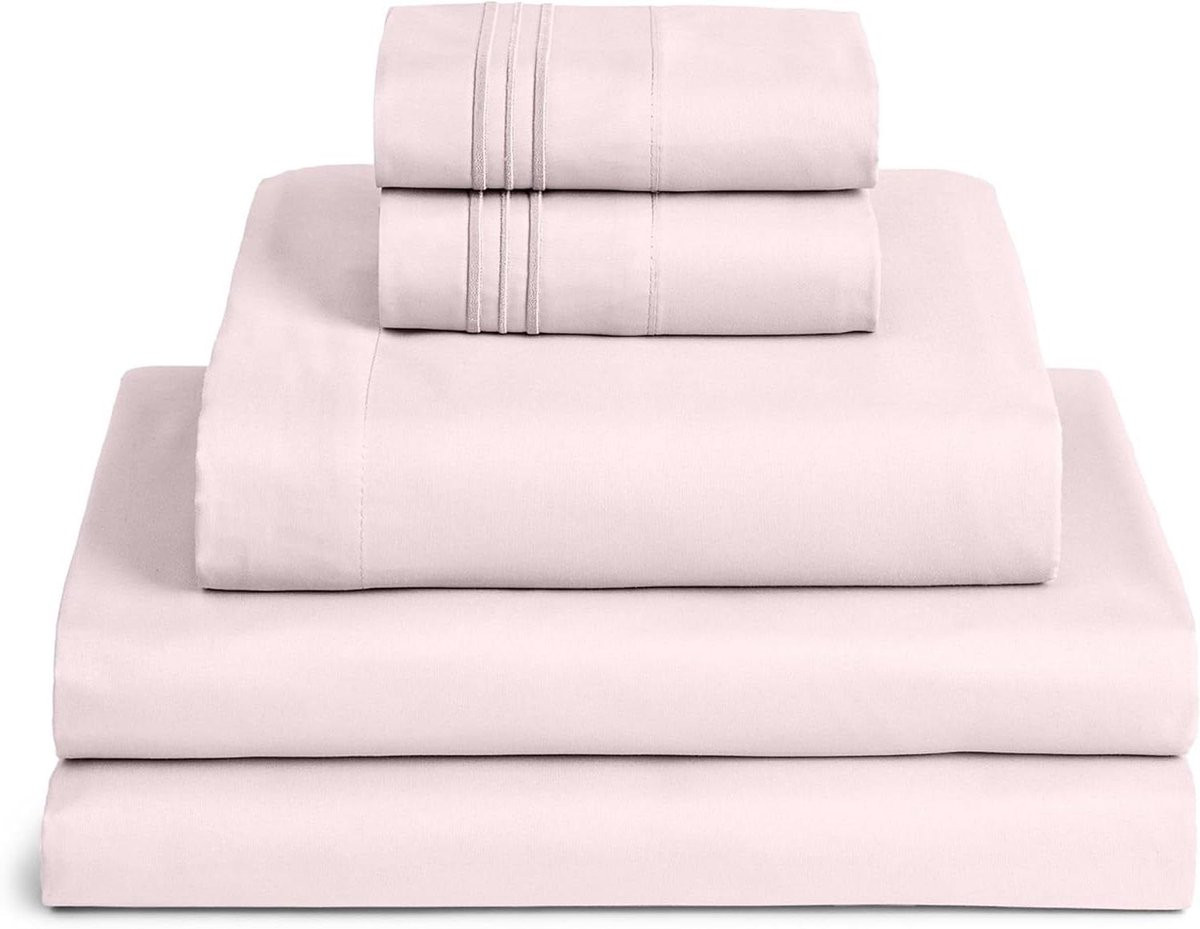 5-delige Lakenset Split King Beddengoed Set in Blush Roze